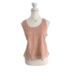 American Eagle Outfitteds Knitted Laced Pink Size Large Vintage BabyDoll Cami